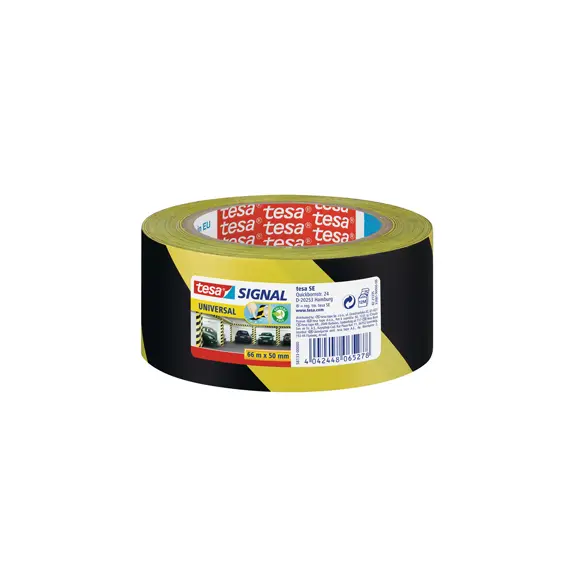 Fita Adesiva TESA PP Sinalização Amarelo/Preto 50mm x 66m | Loja BluePixel