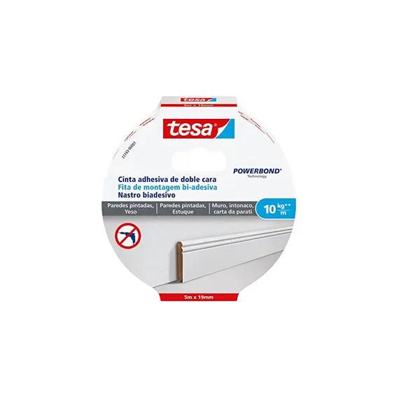Fita de Montagem Bi-adesiva Powerbond 19mm x 5m TESA - Fixação Forte até 10kg