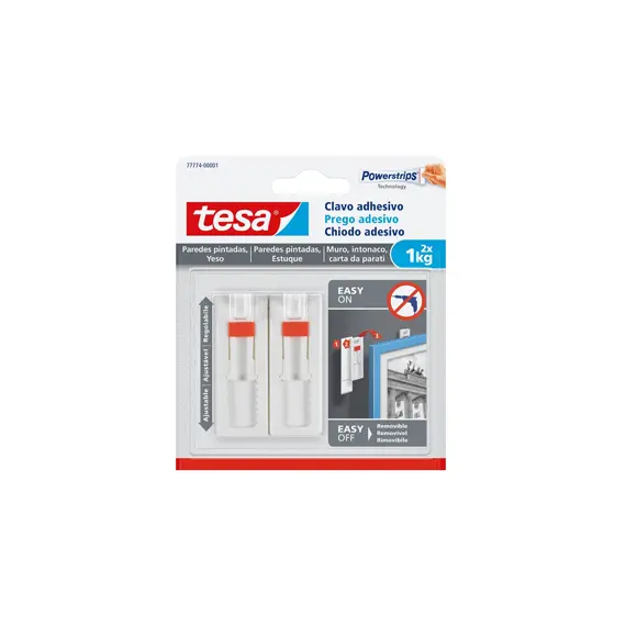 Prego Adesivo Tesa Powerstrips 1Kg para Superfícies Porosas | Fixação Segura e Removível