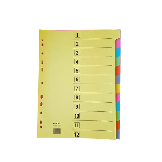 Separadores A4 Cartolina SMARTD Modelo 202 - Pack 12 | Organização de Documentos