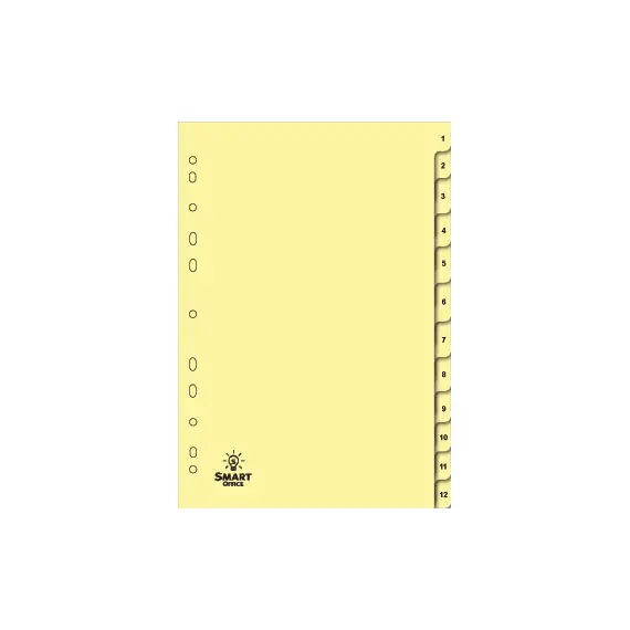 Separadores A4 Cartolina Numerados (1 a 12) SMARTD - Organização eficiente de documentos