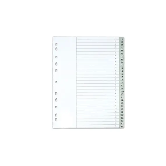 Separadores A4 Plásticos Numerados 1 a 31 - Marca CONNECT | Organização eficiente
