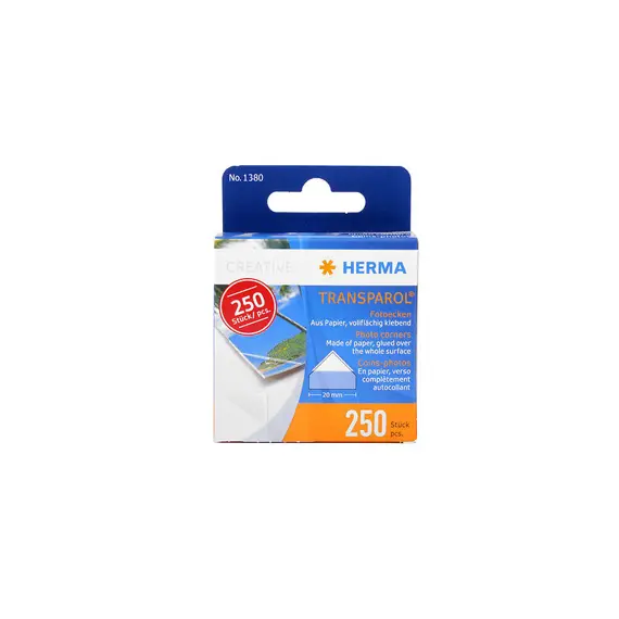 Cantos para Fotos HERMA1380 Transparentes - Pack de 250 unidades | Loja BluePixel