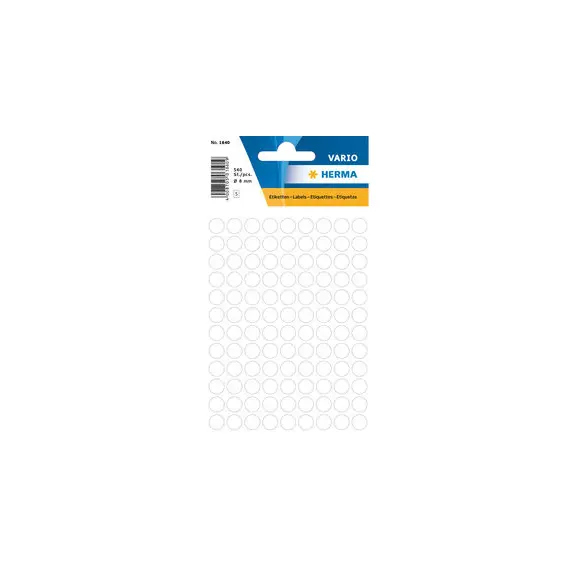 Etiquetas Redondas 8mm Brancas HERMA1840 - Pack com 540 unidades | Loja online bluepixel.pt