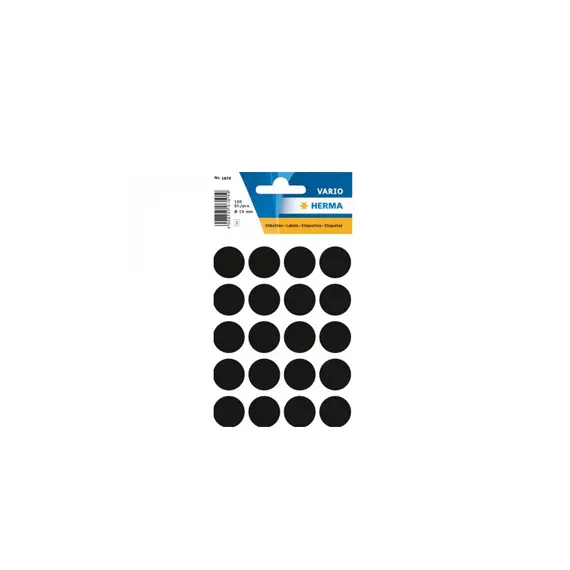 Etiquetas Redondas 19mm Preto HERMA 1879 - Pack de 100 unidades | Loja BluePixel