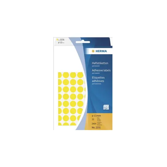 Etiquetas Redondas Amarelas HERMA 13mm Herma2231 - 2464 unidades | Loja BluePixel