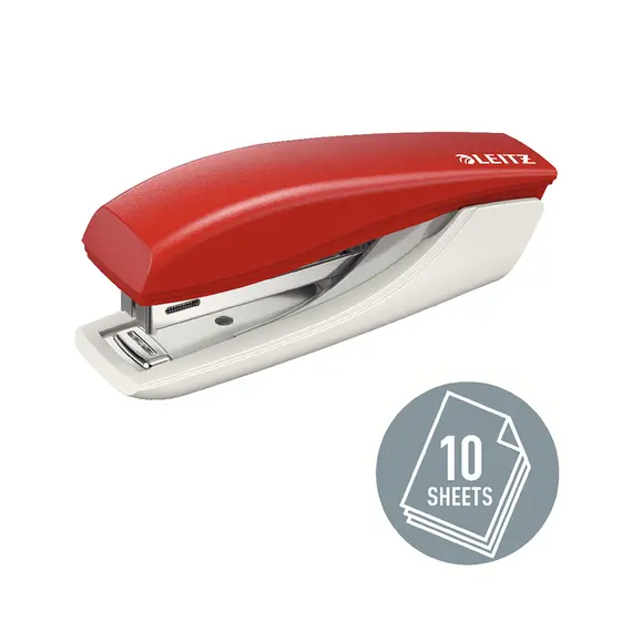 Agrafador Mini Nº10 Leitz Vermelho - Compacto para até 10 folhas | bluepixel.pt