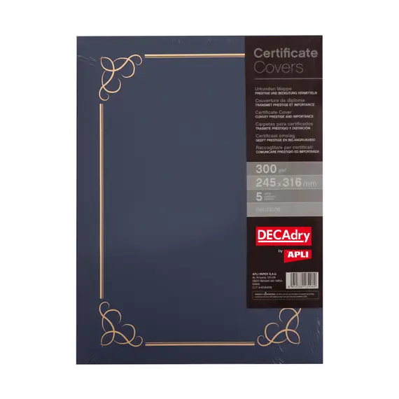 Capa para Certificados APLI 245x316mm Azul - Proteção e Apresentação de Diplomas