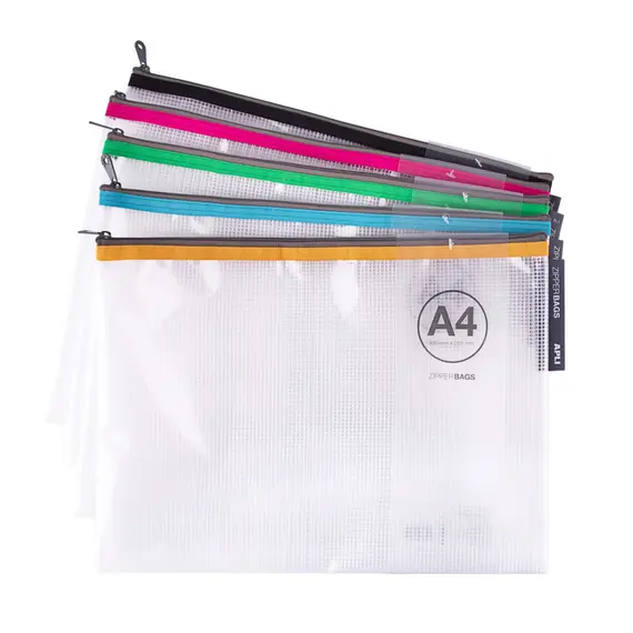 Bolsa A4 Fecho Correr Plástico APLI Cores Sortidas | Organização e Proteção de Documentos