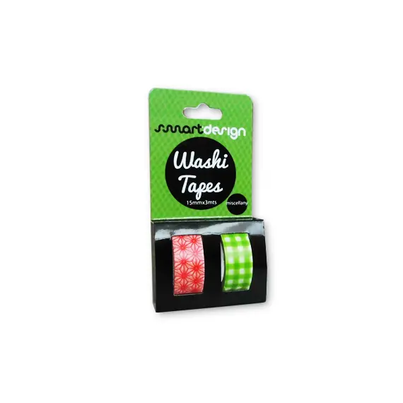Fita Adesiva Decorativa Washi Tape SMARTD - Pack de 2 unidades para decoração e artesanato