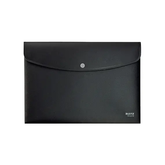 Bolsa Envelope A4 Recycle Preto com Fecho de Botão - Leitz | Loja BluePixel
