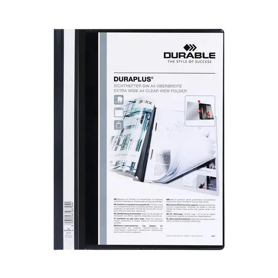 Classificador Durable Capa Transparente Preto A4+ - Organização de Documentos | BluePixel.pt