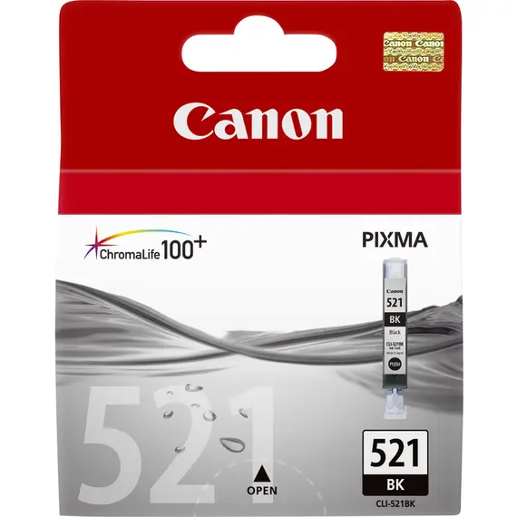 Cartucho de Tinta Preto CANON CLI-521B - Capacidade Padrão 9ml para Impressoras Canon - BluePixel.pt