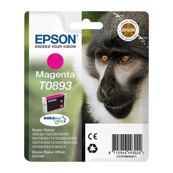 Tinteiro EPSON T0893 Magenta para Stylus S2x, SX1xx/2xx/4xx e Stylus Office BX300 | Bluepixel.pt