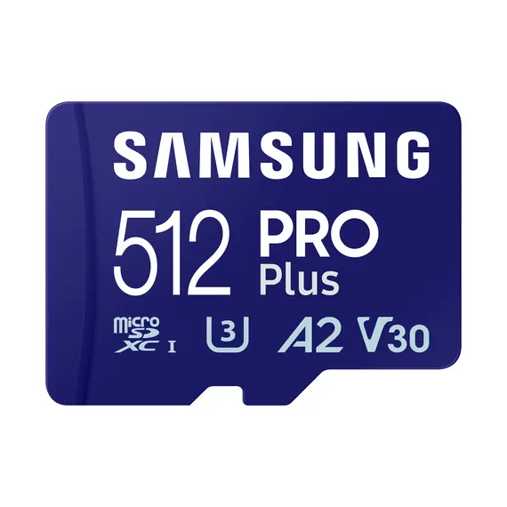 Cartão microSD Samsung PRO Plus 512GB UHS-I U3 para gravação 4K UHD - Loja BluePixel