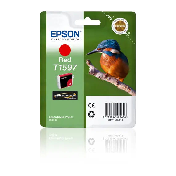 Tinteiro EPSON T1597 Vermelho para Stylus Photo R2000 | Alta Qualidade de Impressão