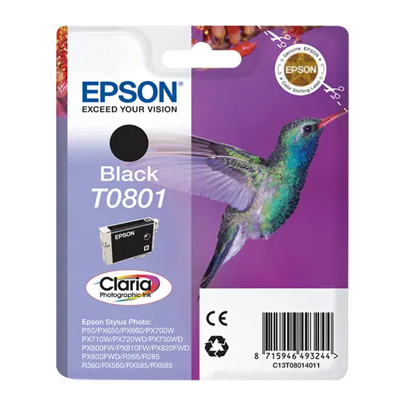 Tinteiro EPSON T0801 Preto para Stylus Photo - Alta Qualidade de Impressão | bluepixel.pt