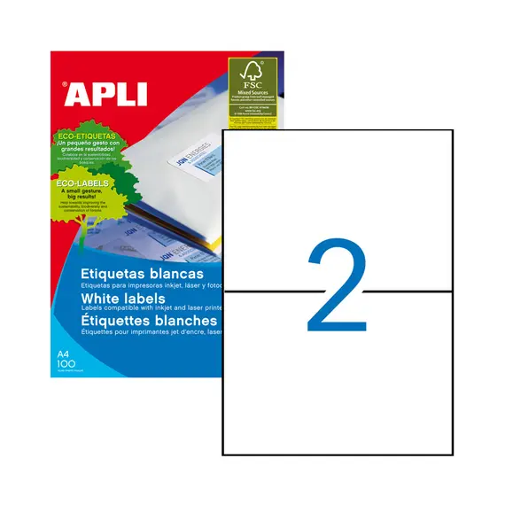 Etiquetas A4 210x148mm APLI - Pack de 200 unidades | Loja BluePixel