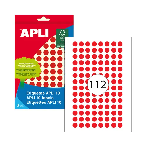 Etiquetas Redondas 10mm Vermelhas APLI - Pack de 1008 unidades | Loja online bluepixel.pt
