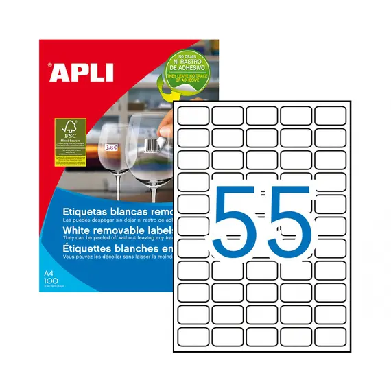 Etiquetas Removíveis APLI 036 8x23,8mm - 100 Folhas A4, 5500 Unidades | Loja BluePixel
