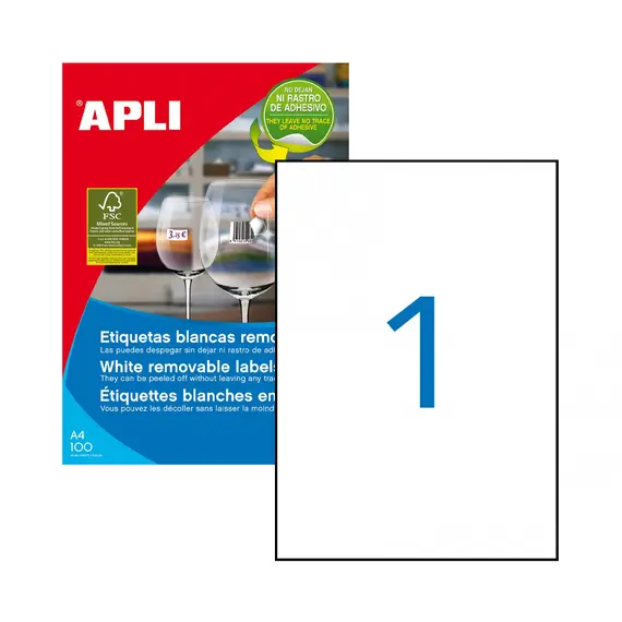 Etiquetas Removíveis A4 210x297mm 100 folhas APLI - Organização e Impressão Fácil