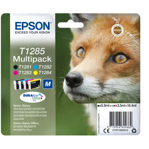 Tinteiro EPSON T1285 Multipack 4 Cores para Impressoras S22, SX125/130/230/235 | BluePixel.pt