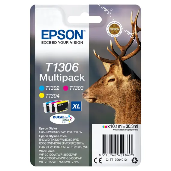 Tinteiro EPSON T3106 Mpack 3 Cores para Stylus SX525/620 - Impressão de Qualidade na BluePixel.pt
