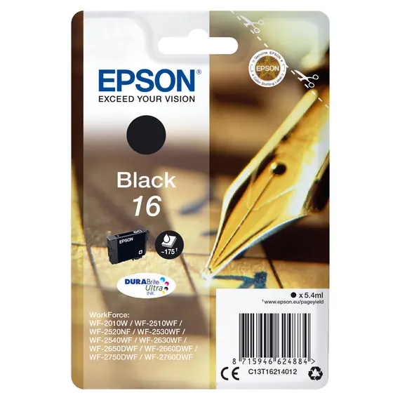 Tinteiro EPSON 16 Preto para Impressoras WF-2010 e Séries 251xx, 26xx, 27xx | Loja BluePixel