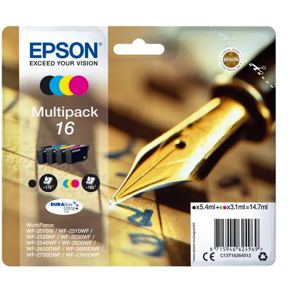Tinteiro EPSON 16 Multipack 4 Cores para Impressoras WF-2010 e séries 251xx, 26xx, 27xx | Bluepixel.pt