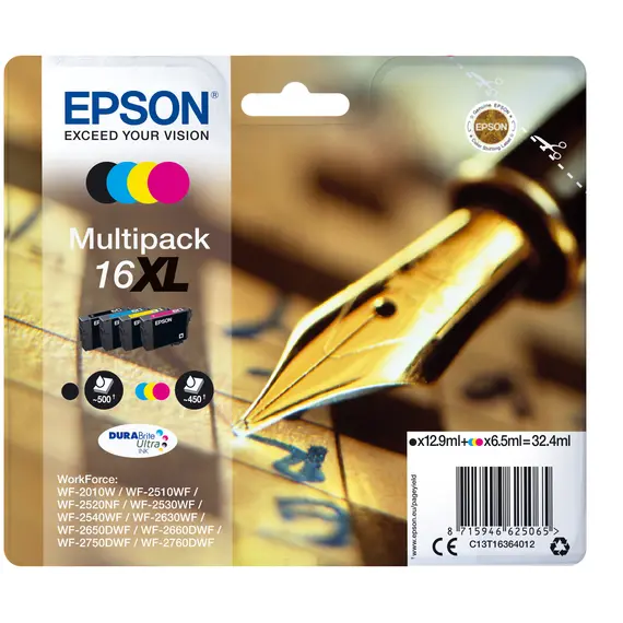 Tinteiro EPSON 16 Multipack 4 Cores XL para impressoras WF-2010 e séries 251xx, 26xx, 27xx - Loja BluePixel