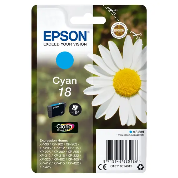 Tinteiro EPSON 18 Ciano para Impressoras XP-30 e similares | BluePixel