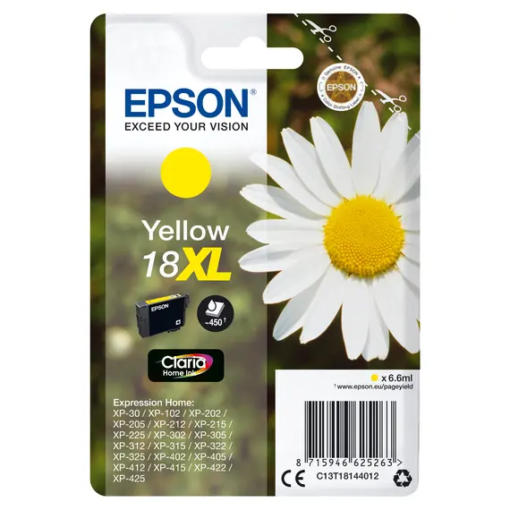 Tinteiro EPSON 18 Amarelo XL para Impressoras XP-30, XP-50, XP-60 | BluePixel.pt
