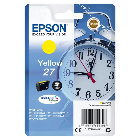 Tinteiro Amarelo EPSON 27 para Impressoras WF36xx, 7110, 7210, 76xx e 77xx | BluePixel.pt