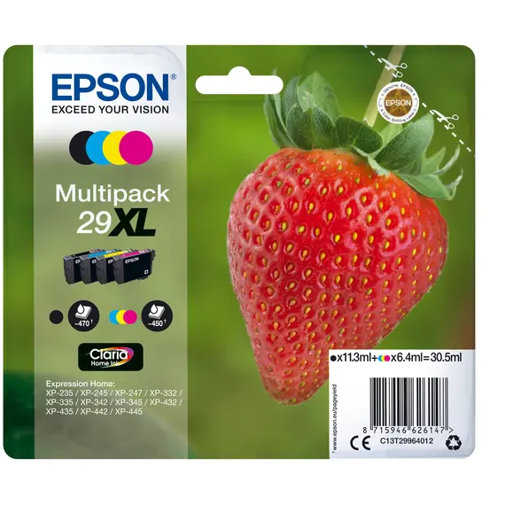 Tinteiro EPSON 29 Multipack XL com 4 Cores e Alarme RF para Expression Home XP-2xx/3xx/4xx | bluepixel.pt