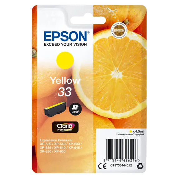 Tinteiro Amarelo EPSON 33 para Impressoras Expression Home - Alta Qualidade e Fiabilidade