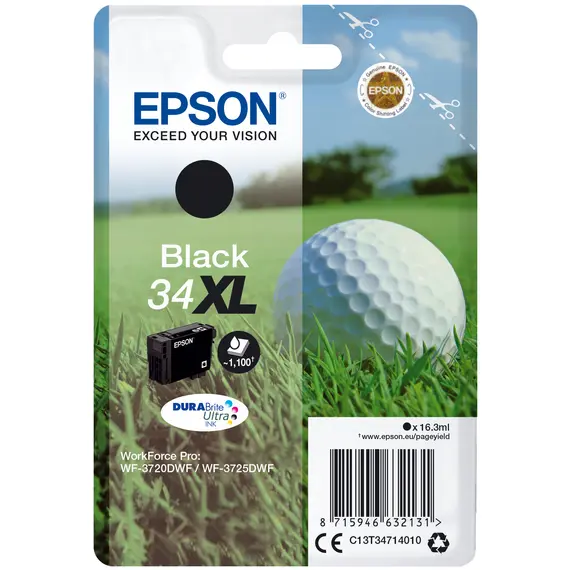 Tinteiro EPSON 34 Preto XL para WorkForce Pro WF-3720/3725 | Alta Capacidade e Qualidade