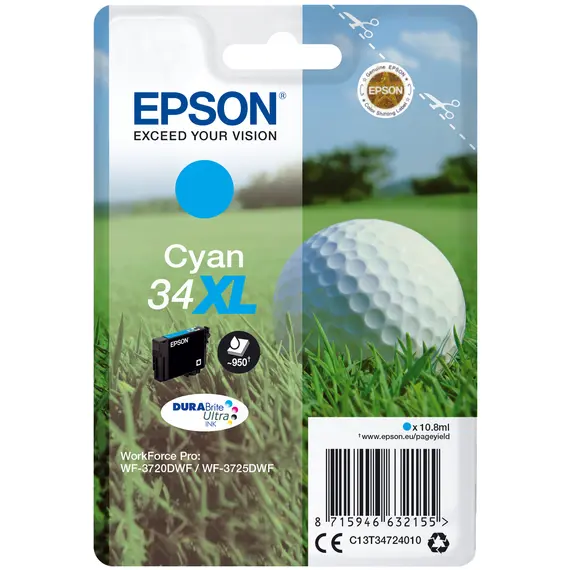 Tinteiro EPSON 34 Ciano XL para WorkForce Pro WF-3720/3725 | BluePixel.pt