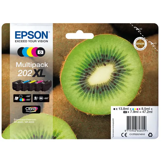 Tinteiro EPSON 202 Multipack 5 Cores XL para Impressoras XP-6000 e XP-6100 | BluePixel.pt