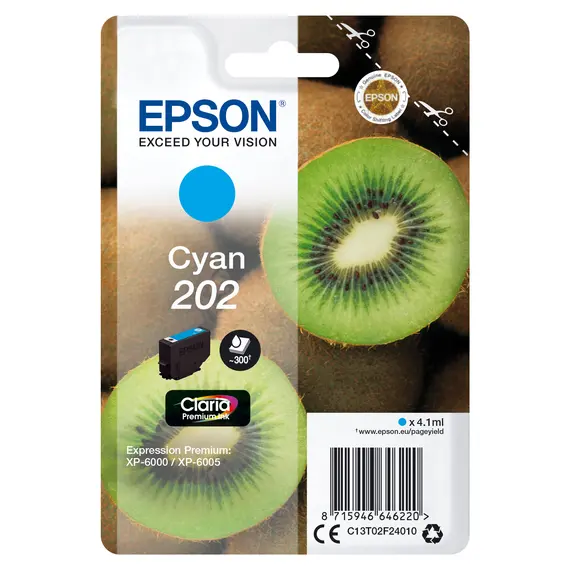 Tinteiro EPSON 202 Ciano para Impressoras Expression Premium XP-600x/610x | BluePixel.pt