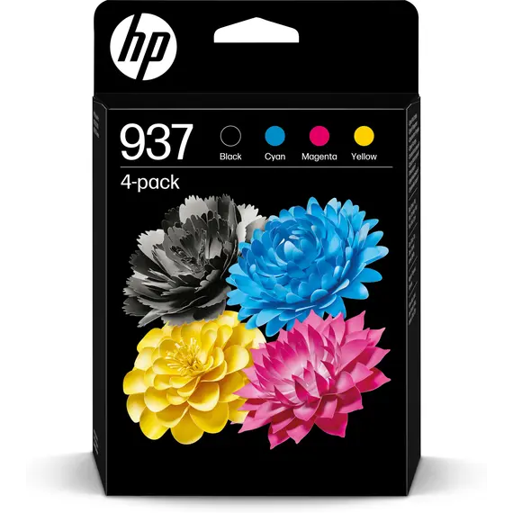 Pack de 4 Cartuchos de Tinta HP 937 CMYK Originais | Impressão de Alta Qualidade