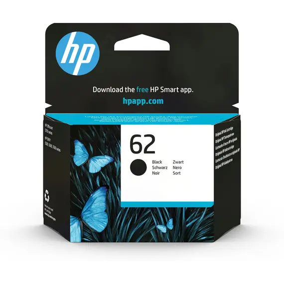 Cartucho de tinta preto HP 62 Original para impressoras HP | Alta qualidade e fiabilidade