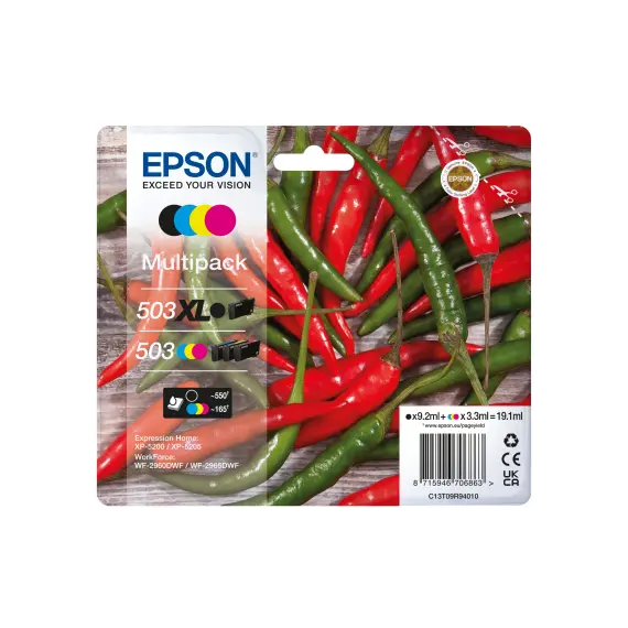 EPSON Multipack 4 cores 503 XL Black/Std. CMY | Tinteiros compatíveis para impressoras Epson