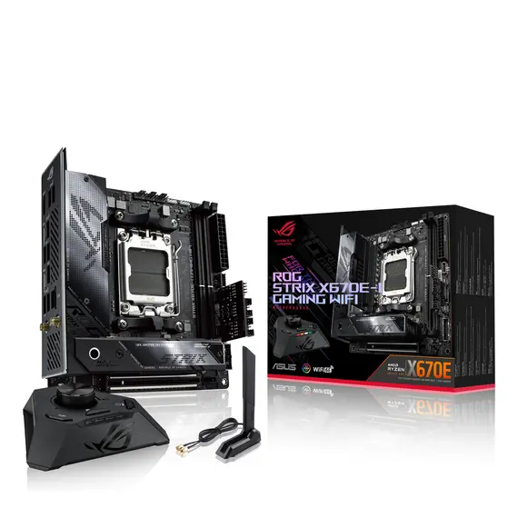 Placa-mãe ASUS ROG STRIX X670E-I GAMING WIFI AM5 mITX com suporte DDR5, M.2 e SATA | bluepixel.pt