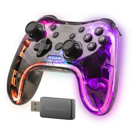 Controle Wireless MARS GAMING MGP 24 com RGB Neon para PC, Mac, PS3, PS4, PS5 e Android | Loja BluePixel.pt