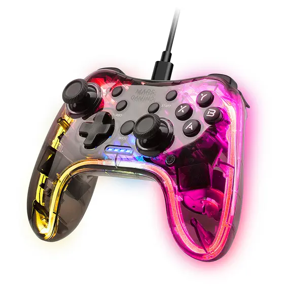 Gamepad MARS GAMING MGP-C NEON RGB com Dual Haptic para PC, Mac, PS3, Android e Raspberry Pi | Loja BluePixel
