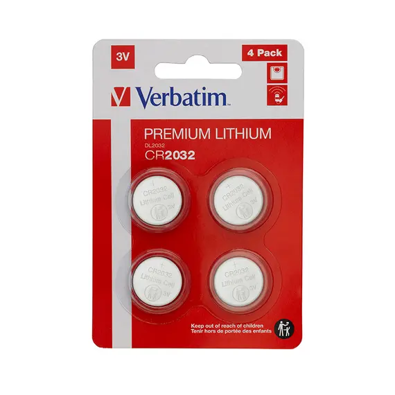 Pilhas CR2032 Lithium 3V 220mAh Verbatim 49533 - Pack de 4 unidades | Loja BluePixel