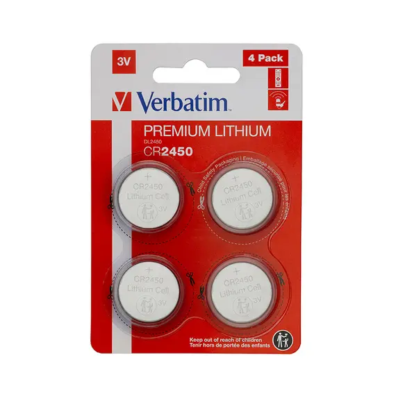 Pilhas CR2450 Lithium 3V 500mAh Verbatim 49535 | Baterias de Alta Qualidade na bluepixel.pt