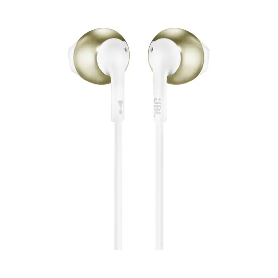 JBL T205 Earbuds Gold - Fones de ouvido com som cristalino e design elegante | Loja online bluepixel.pt