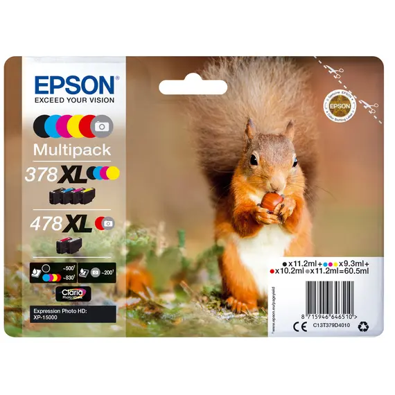 Tinteiros EPSON 378+478 Multipack 6 Cores XL para Expression Photo XP-15000 | Loja BluePixel