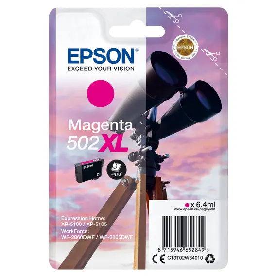 Tinteiro EPSON 502 Magenta XL para XP-51xx e WF-286x | Alta Capacidade e Qualidade